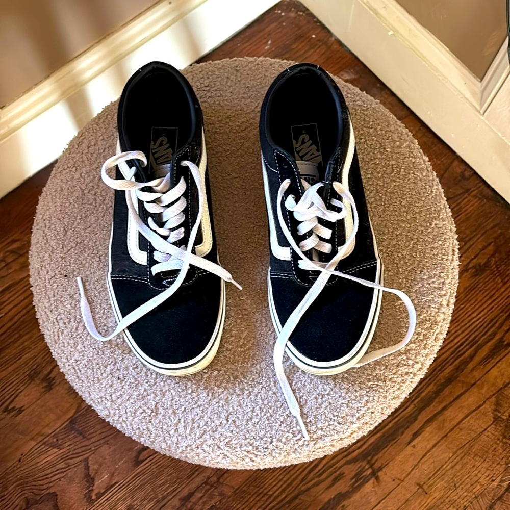 Black sneakers with white. Size boys 7.5 teenager. Worn only a few times.